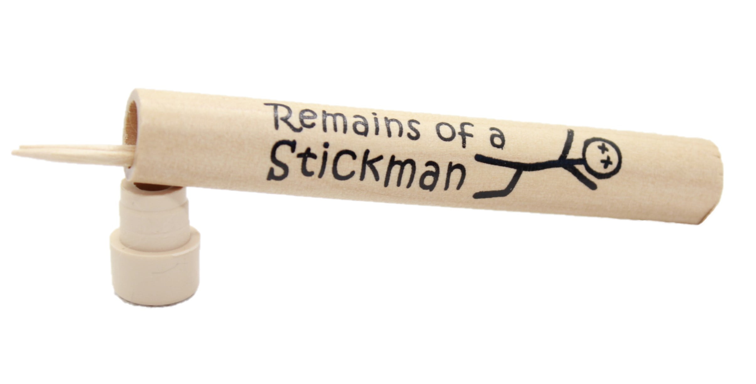 Natural Wood Pocket Travel Toothpick Holder Remains of a Stickman with Toothpicks