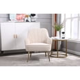 thumbnail image 2 of Velvet Accent Chair, Modern Wingback Armchair with Gold Metal Legs, Comfy Single Sofa Chair Side Chair with Tufted Backrest and Armrests, Upholstered Reading Chair for Living Room, Bedroom, Beige, 2 of 7