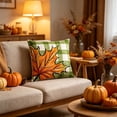 thumbnail image 5 of Btomtd Couch Pillow Covers 18 x 18 Inch, Thanksgiving Pumpkin Maple Leaf Linen Throw Pillow Cover, Farmhouse Decorative Pillow Cases for Sofa Bed, B, 5 of 6