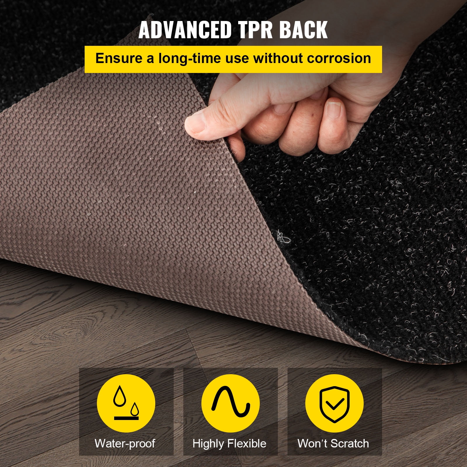 KFFKFF 6 ft x 18 ft Charcoal Black Marine Carpet Marine Carpeting Marine Grade Carpet for Boats with Waterproof Back Outdoor Rug for Patio Porch Deck Garage Rug Runner Non-Slide Porch Rug