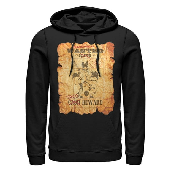 Men's Marvel Deadpool Wanted Poster  Pull Over Hoodie Black Small