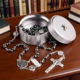 thumbnail image 6 of Black Rosary for Men, Black Cross Necklace, Rosary Necklace for Men, Black Obsidian Bead Necklace, Long Cross Pendant, Neutral Communion Prayer Necklace, 6 of 6