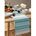 thumbnail image 2 of Table Runner Dresser Scarf 13 x 108 Inch Minimalist Turquoise Gradient Gray Stripes Table Runners Non-Slip Heat Kitchen Dining Table Decor for Indoor Outdoor Home Party Decoration, 2 of 7
