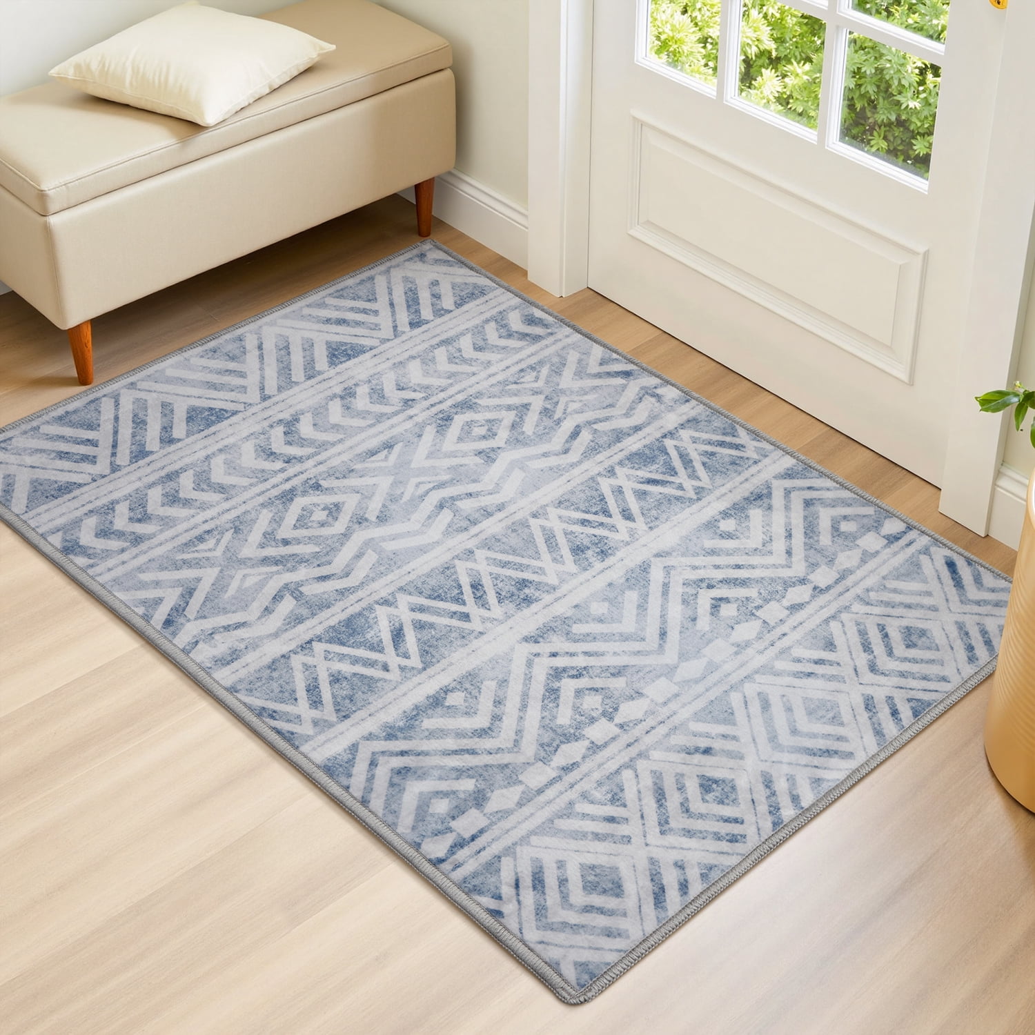 SIXHOME 2'x3' Small Area Rugs for Living Room Washable Rugs Boho Large Area Rug Modern Geometric Neutral Living Room Rug Carpet Soft Rugs for Bedroom Dining Room Office Home Decor Blue
