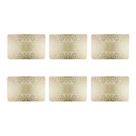 DII Gold Lace Pvc Placemat (Set of 6), 13x17.25", 100% PVC