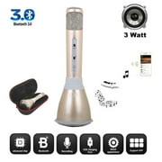Bluetooth Karaoke Microphone with Speaker , 3 watt Portable Hand Held Wireless Condenser Microphone and Speaker