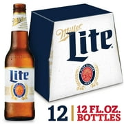 Miller Lite Beer, 12 Pack, 12 fl oz Glass Bottles, 4.2% ABV, Domestic Light Lager