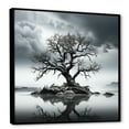 thumbnail image 2 of Designart "Stormy Gray Emotional Treescape I" Tree Monochrome Floater Framed Wall Decor, 2 of 5