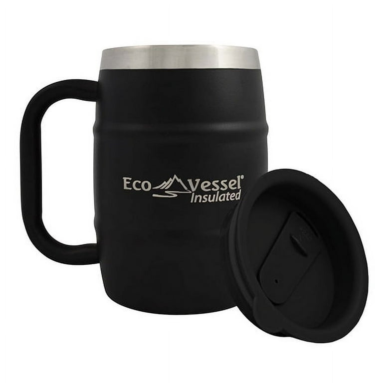 EcoVessel The Transit Insulated Coffee Camping Mug Black Shadow 12 oz