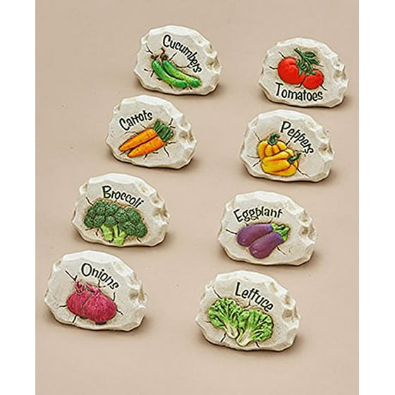 Set Of 8 Decorative Cement Vegetable Garden Markers