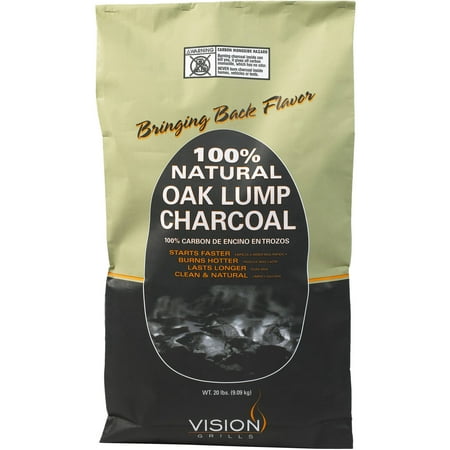 Vision Grills 100 Percent Natural Oak Lump Charcoal Bag, (Best Natural Charcoal For Grilling)