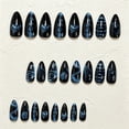 thumbnail image 4 of Halloween Acrylic Press On Nails Medium Almond Full Cover Fake False Stick On Nails, Reusable Artificial Nail Tips with Skeleton Skull Bone Rose Gothic Design for Halloween Party DIY Manicure,24 Pcs, 4 of 5