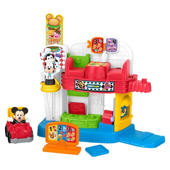 Fisher-Price Little People Disney Jr Mickey Mouse & Goofy’s Silly Sounds Diner Toddler Playset
