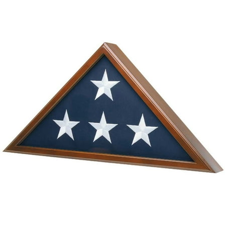 Flag Display for American Veteran Burial Flag 5' x 9.5' Walnut Finish