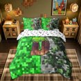 thumbnail image 3 of meiyoeat Pixel Grass D Initial Twin Bedding for Boys, Gamer Block Monogram Bedding Comforter Set, Green Brown, Gamepad Reversible, 7-Piece, 3 of 6