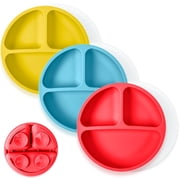 WeeSprout Suction Plates with Lids for Babies & Toddlers, 100% Silicone, Dinnerware Stays Put, 3-Pk