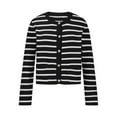thumbnail image 6 of LYXSSBYX Fall Outfits for Women 2024 Women's Casual Striped Loose Cardigan Long Sleeved Round Neck Sweater Jacket Tops, 6 of 7