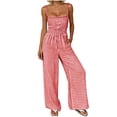 thumbnail image 1 of SZJXBUY Combinaison à Jambes Larges pour Femmes Chic Décontractée à Carreaux Sans Manches une Pièce Combinaisons Amples Fluides Smockées à Jambes Larges à Carreaux Vichy Combinaisons Rouges,TTG, 1 of 8