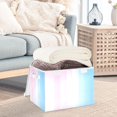 thumbnail image 3 of Yayeee Collapsible Storage Bin with Lid Fabric Closet Decorative Basket with Handles, Light Blue Stripes, 3 of 7