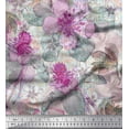 thumbnail image 1 of Soimoi Viscose Chiffon Fabric Leaves & Lily Flower Decor Fabric Printed Yard 42 Inch Wide, 1 of 1