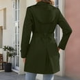 thumbnail image 3 of Trench Coat for Women Mid-length Hooded Double Breasted Dressy Casual Pea Coat Belted Fall Jacket with Pockets (XL, Green), 3 of 7