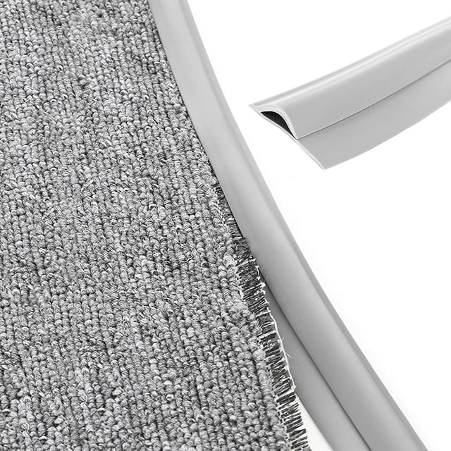 Carpet Edge Binding Trim, Self Adhesive Grey Floor Transition Strip/Rugs Edging Bar for Indoor Doormat Protect, Flexible PVC Seal Molding for Robot Vacuum Cleaner (1900cm (62.3ft))