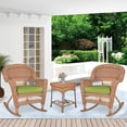 thumbnail image 3 of Jeco 3pc Wicker Rocker Chair Set in Honey with Green Cushion, 3 of 10