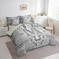 thumbnail image 3 of Manfei Letter Monogrammed Initial M Girl 7pcs Bedding Comforter Set,Kawaii Bow Butterfly Queen Bedding Sets Super Cozy,Bling Crystal Grey Glitter Queen Sheet Sets,Lightweight Room Decor, 3 of 8