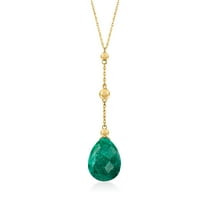 Ross-Simons 7.00 Carat Emerald Y-Necklace in 14kt Yellow Gold, Women's, Adult