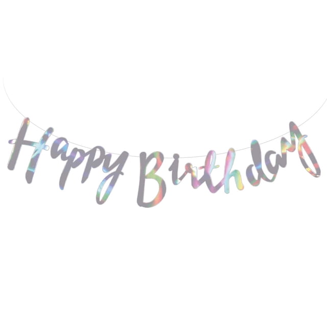 Mylin Banderin Deco Letrero Happy Birthday Color Plata Laser