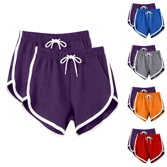 Bovxnpu Women's Pajama Bottoms Sleep Shorts Women's 2Pcs Yoga Sports Shorts High Waist Home Casual Activewear Bottoms Sleepwear