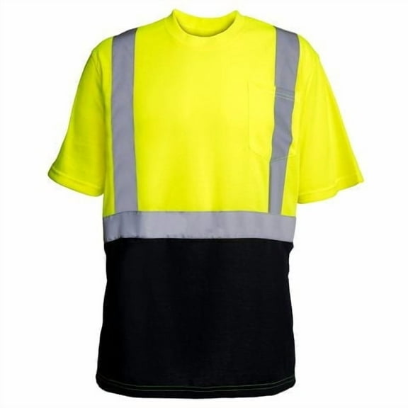 Moisture Wicking High Vis Shirt, ANSI Class 2 rated High Visibility Work Shirt with Stitched Reflective Tape