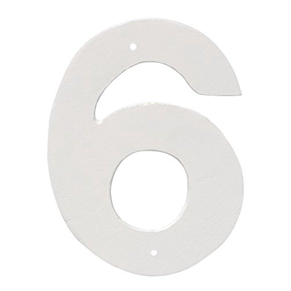 Montague Metal Products 10" Aluminum House Number 6 Outdoor Plaque, Medium, White
