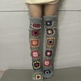 thumbnail image 2 of CUZIBR Cozy Socks For Women Vintage Boho Leg Warmers Bohemian Pattern Stocking Thighs Over The Knee Thick Leggings Fashion Soft Stretch Boots Ocks Breathable Lightweight Footwear,Grey,One Size, 2 of 5
