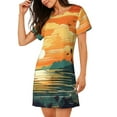 thumbnail image 2 of Gukieu Tropical Sunset Paradise Print Women's Nightgown, A-line Round Neck Short-sleeved Nightgown Pajamas Home Wear Suitable for Home and Outing, 2 of 6