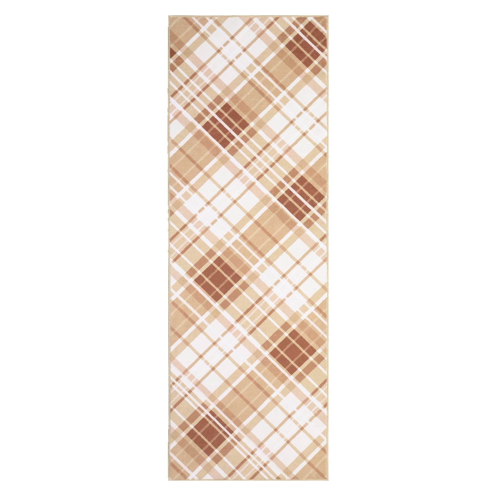 Aoile 2x6 Washable Runner Rug, Christmas Decoration Carpet, Geometric Checkered Throw Mat Floor Carpet for Hallways, Long Entryway, Coffee