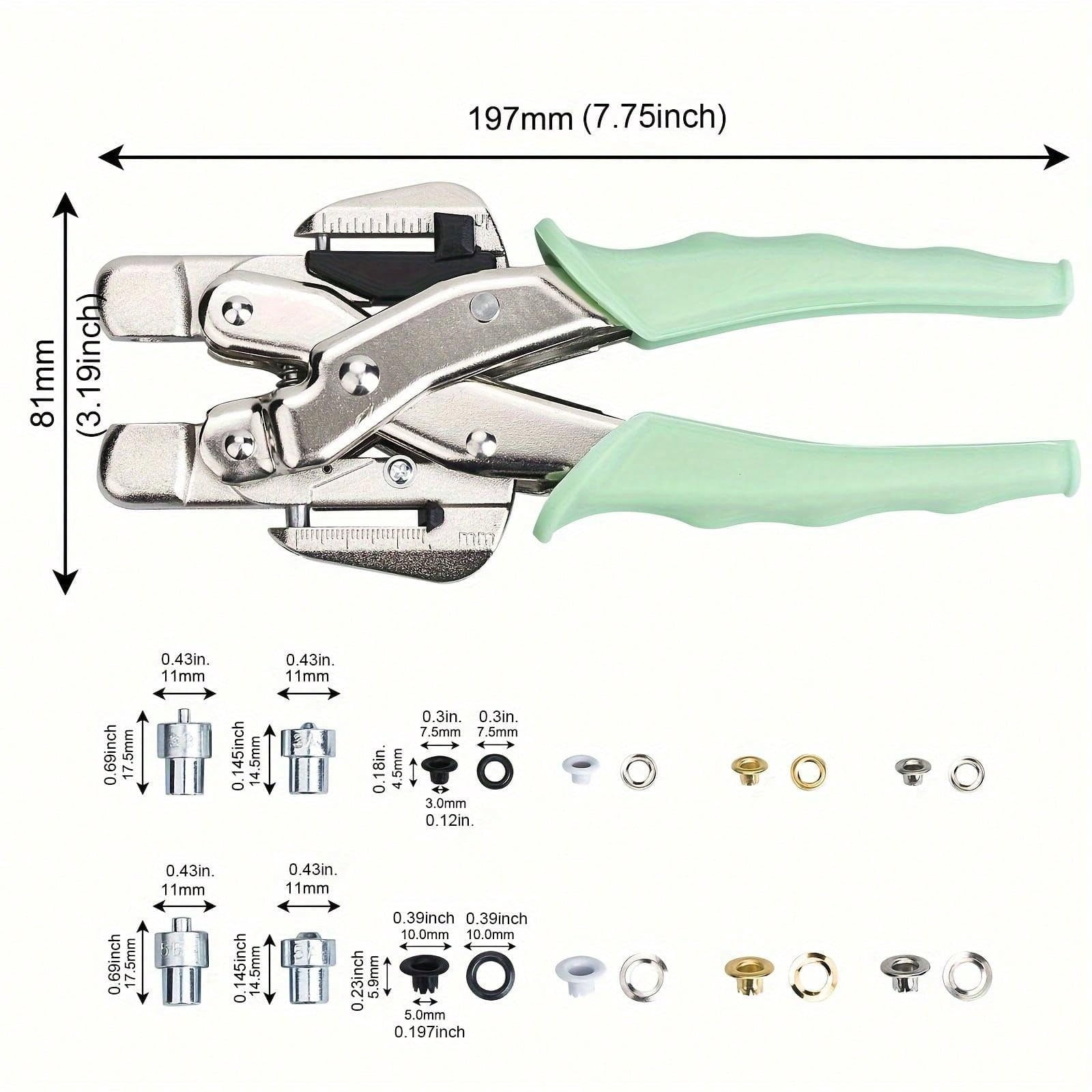 Professional 3mm & 5mm Eyelet Punch Pliers Kit With 160pcs Grommets Silicone Grip For Leather  Fabric Tarpaulin Signs Banners Diy Craft Projects