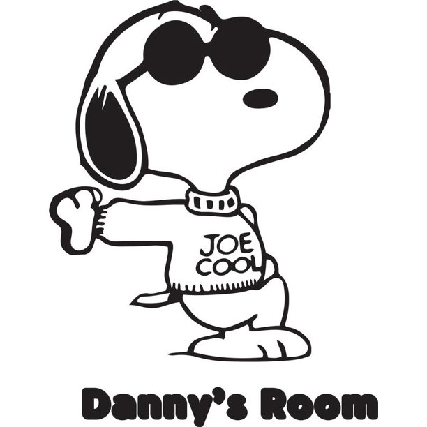 Personalized Name Vinyl Decal Sticker Custom Initial Wall Art Personalization Decor Boy Girl Kids Bedroom Snoopy Joe Cool 15 Inches X Inches Walmart Com
