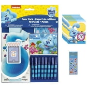 Blue's Clues Birthday Party Supplies Bundle includes 8 Plastic Loot Bags, 48 Piece Party Pack, and 1 Dinosaur Sticker Sheet