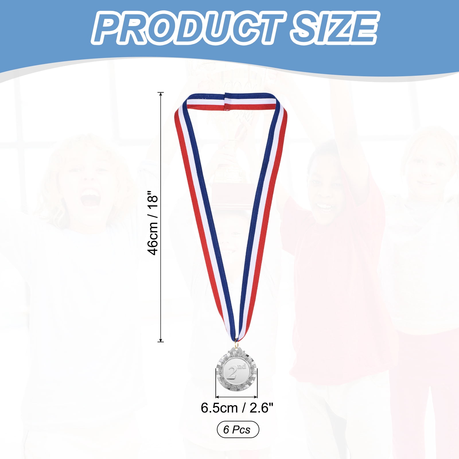 Uxcell Award Metals, Prize Medals Ring Winner Medals with Neck Ribbons Silver