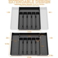 thumbnail image 2 of Black Expandable Silverware Drawer Organizer - Adjust From 11'' to 22'' - Knife,Cutlery,Spoons and Forks Organizer,Large 8 Grid Flatware,Silverware Tray,Utensil Organizer for Kitchen Drawers, 2 of 8