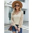 thumbnail image 6 of Womens Crochet Sweaters Hollow Out Long Sleeve Knit Crochet Tops for Women Dressy Pullover Loose Fitted Sweater, 6 of 7