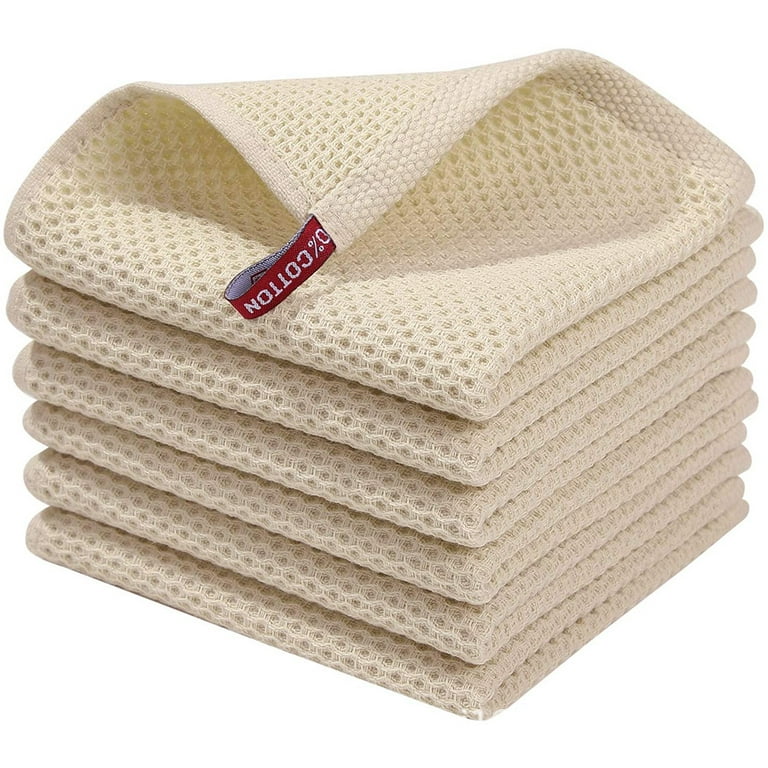 8pcs 100% Cotton Waffle Dish Cloth Kitchen Tea Towel Set for