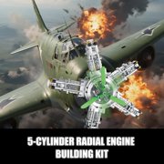 5-Cylinder Radial Engine Building Set, Build Your Own Mini Military Plane Engine Model Kit That Runs, Compatible with Lego WW2, STEM Toy