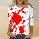 thumbnail image 1 of Fiudx Ofertas Flash Del Día Solo En Línea Camiseta Estampada de Halloween a La Moda para Mujer, Blusa de Mangas 3/4, Tops Informales con Cuello Redondo, 1 of 5