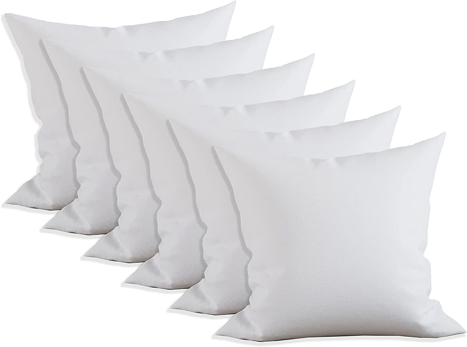 Obruosci Luxury Set of 6 Throw Pillow Inserts, 18 x 18 Hypoallergenic Ultra  Soft White Polyester Microfiber Durable Couch Cushion Fillers