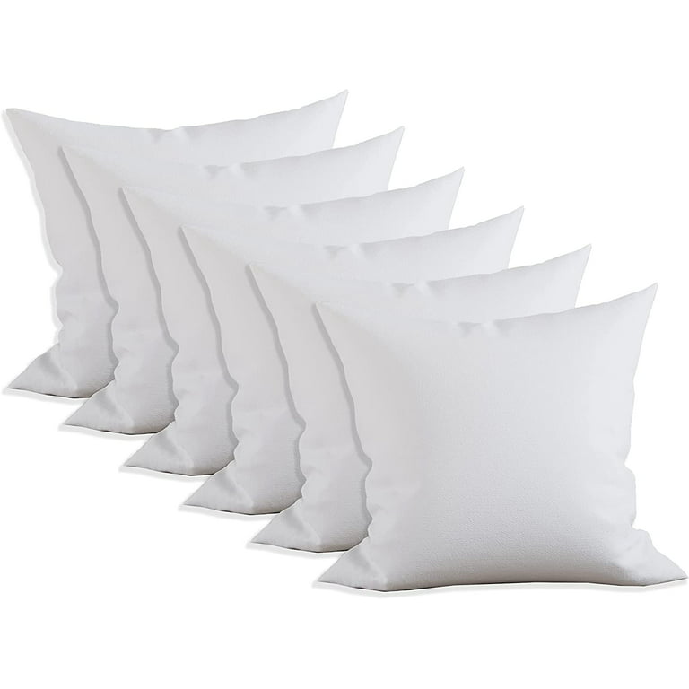 Elegant Comfort 18 x 18 Throw Pillow Inserts - 6-PACK Pillow Insert  Poly-Cotton Shell with Siliconized Fiber Filling - Square Form, Decorative  for Couch Bed Inserts, Made in USA, 18 x 18 inch 