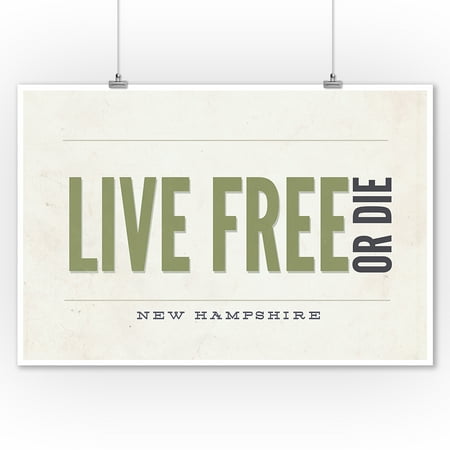 - New Hampshire - Live Free or Die (Tan) (9x12 Art Print, Wall Decor Travel Poster)