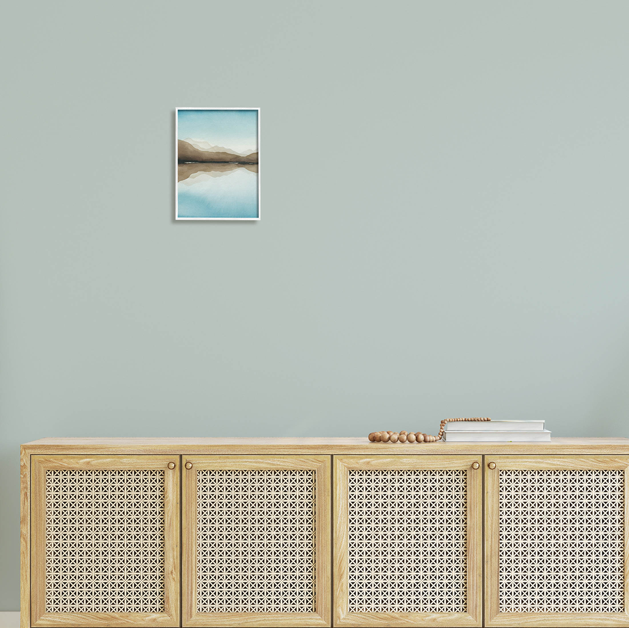 Stupell Industries Modern Mountains Lake Reflection Painting White Framed Art Print Wall Art, Design by Grace Popp
