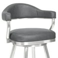 thumbnail image 3 of Armen Living Indoor Amador 26" Counter Height Barstool in Brushed Stainless Steel and Vintage Gray Faux Leather, 3 of 7